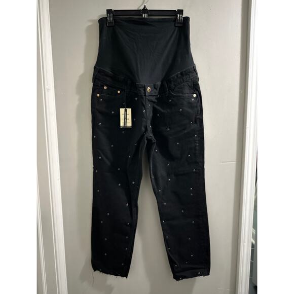 River‎ Island Black mid rise maternity mom jeans size 12 - Picture 2 of 8